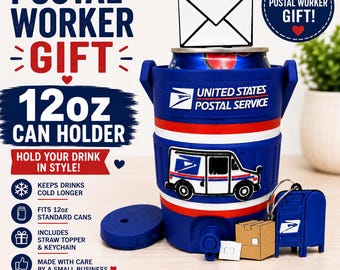 Postal Worker Gift 12oz Can Holder, Mail Carrier Drink Holder, Can Opener Included