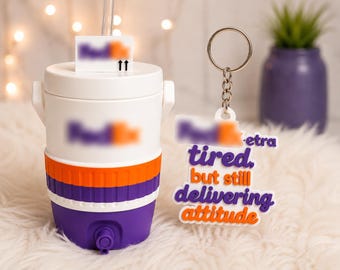 3D Printed Delivery Driver Keychain & Can Holder Set