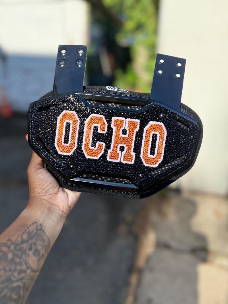 Custom Football Backplate | Personalized Back Plate | Bling Rhinestone ...