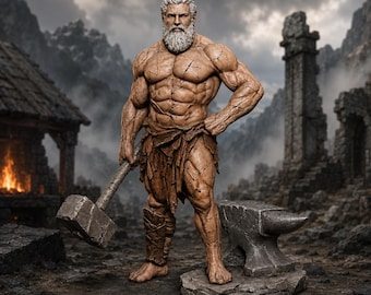 Guerrero de la Forja Antigua STL, Miniatura de Maestro Artesano, Archivo de Impresión 3D de Portador de Martillo, Modelo de Resina de Fantasía, Figura para Juego de Rol de Mesa