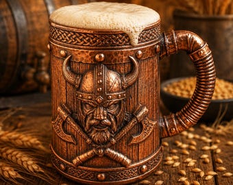 Jarra vikinga STL, archivo de impresión 3D de jarra nórdica, jarra de cerveza de guerrero, jarra de fantasía, descarga de modelo coleccionable de resina