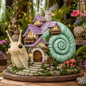 Fichiers STL et 3MF Maison d'escargot, sculpture de maisonnette féerique, décoration de jardin féerique, modèle 3D imprimable à télécharger