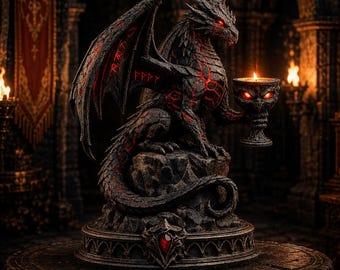 Archivo STL de Dragón Oscuro, Modelo de impresión 3D de criatura fantástica, Descarga digital de dragón gótico, Estatua de monstruo imprimible, Decoración para juegos de rol (archivo STL)