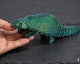 Archivo STL de lagarto articulado, impresión 3D de reptil flexible, juguete de lagarto para imprimir en el mismo lugar, animal antiestrés articulado, impresión 3D sencilla en modo STL.