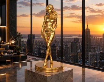 Figura femenina elegante en formato STL, archivo para impresión 3D de estatua de moda, escultura moderna para exhibición, modelo coleccionable de resina, descarga digital.