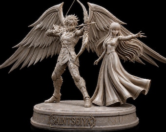 Guerrero Alado STL, Estatua de Guardián Celestial, Figura de Ángel de Fantasía, Archivo para Impresión 3D, Modelo de Exhibición de Resina, Descarga Digital