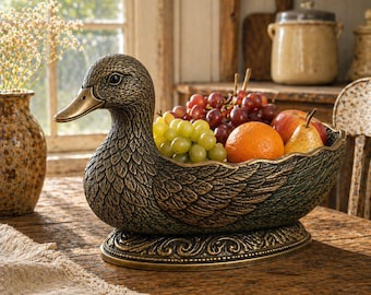 Cuenco de pato de lujo, maceta de pato de latón vintage, cuenco decorativo con forma de animal, centro de mesa de estilo antiguo, decoración de mesa rústica, descarga digital