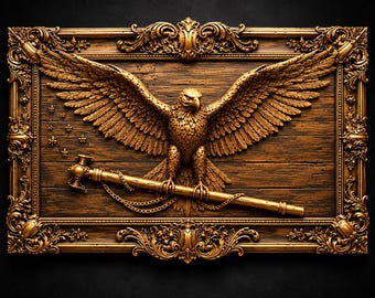 Archivo STL de arte mural de águila, placa patriótica de águila, letrero rústico de madera, archivo de impresión 3D, decoración de fauna americana, descarga de modelo de relieve CNC