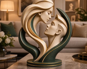 Abstrakte Paar Skulptur STL & 3MF-Dateien, moderne Liebe Statue, romantische Wohnkultur, 3D druckbare Kunst, minimalistisches Display, digitaler Download