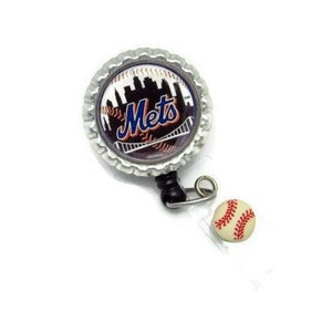 Mets Badge Reel - Badge Reel -  Baseball Badge Reel - Sports Badge Reels - ID Badge Reel - Cute Badge Reel - Male Badge Reel - Baseball ID