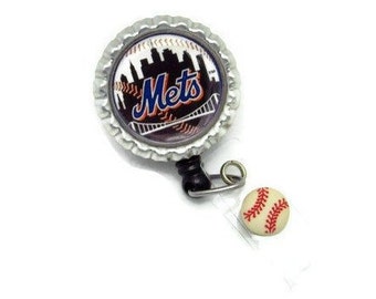 Mets Badge Reel - Badge Reel -  Baseball Badge Reel - Sports Badge Reels - ID Badge Reel - Cute Badge Reel - Male Badge Reel - Baseball ID