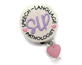SLP Badge Reel - Speech Language Pathologist Badge Reel - SLP Badge Reel Lanyard - Cute Speech Language Pathologist Gift - SLP Nurse Badge