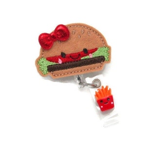 Hamburger Badge Reel - Badge Reel - Cute Badge Reel - Burger Badge Reel - Food Badge Reel - Badge Reel Gifts - Food Service Badge Reel - ID