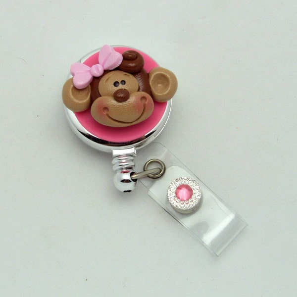 Monkey Retractable Badge Reel - Monkey Gifts - Cute Badge Clips - Designer Badge Reels - Monkey Badge Reel - Pediatric ID Holder - ID Wear