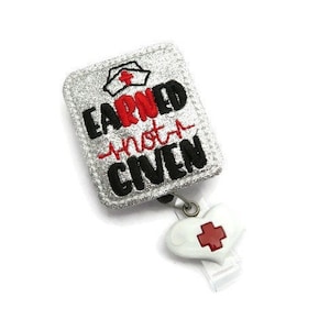 RN Badge Reel - Nurse Nursing ID Badge Reel - Cute Glitter Vinyl Name Badge Reel - RN  Graduate Graduation Gift - Medical Badge Reel Lanyard