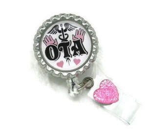 OTA Badge Reel - Occupational Therapy Assistant Badge Reel - Professional Badge Clips - Designer Badge Reels - Medical ID Jewelry - OTA Gift