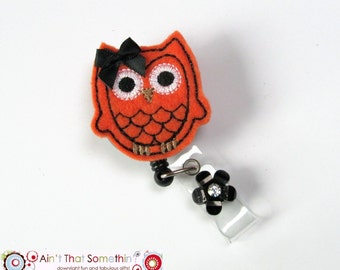 Halloween Owl Retractable Badge Reel-Orange Owl Badge Clip-Fun ID Holders-Cute Badge Reels-Holiday ID Pulls-Geschenke unter 10