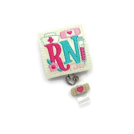 Rn Badge Reel - Nurse Nursing ID Badge Reel - Cute Rn Glitter Vinyl Name Badge Reel - Badge Reel Gifts Under 10 - Medical Badge Reel Lanyard