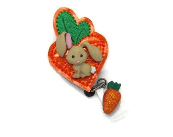 Easter Bunny Carrot Badge Reel - Bunny Badge Reel - Easter Badge Reel - Badge Reel - Cute Badge Reel - Spring Badge Reel - Easter Gifts