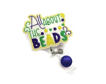 Mardi Gras Badge Reel - Mardi Gras Beads ID Badge Reel - Cute Glitter Mardi Gras Badge Reel Gifts - Nursing Badge Reel - Holiday Badge Reels