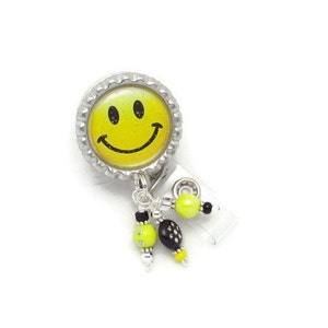 Smiley Face Badge Reel - Badge Reel - Emotion Badge Reel - Cute Badge Reel - Smiley Face Gifts - ID Badge Reel - Badge Reel Jewelry - Badge