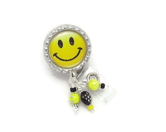 Smiley Face Badge Reel - Badge Reel - Emotion Badge Reel - Cute Badge Reel - Smiley Face Gifts - ID Badge Reel - Badge Reel Jewelry - Badge