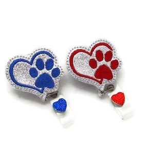 Paw Love Badge Holder, Paw Badge Reel, Animal Lover Badge Holder