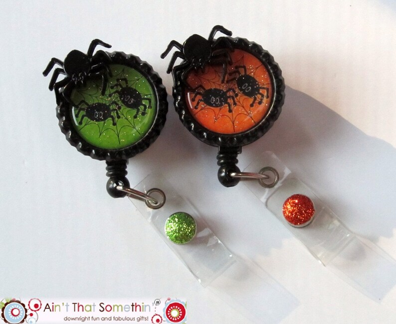 Itsy Bitsy Spider Halloween Badge Reel Halloween Badge Reels Holiday Badge Clips Spider Badge Reels Designer Badge Reels Fun IDs image 1