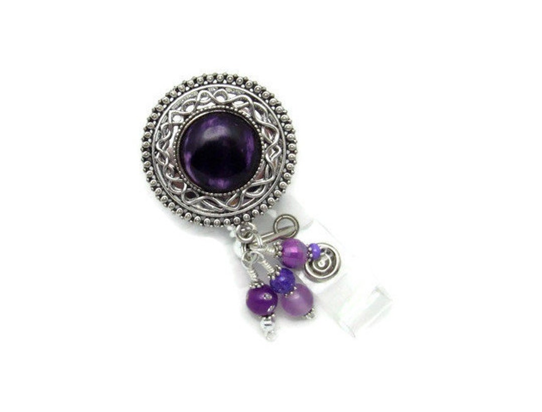 Purple Badge Reel Purple Gem Badge Reel Badge Reel Jewelry - Etsy