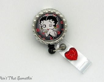 Betty Love Retractable Badge Reel - Cute Badge Clips - Adorable Badge Pulls - Fun Badge Holder - Gifts Under 10 - Designer Badge Reels