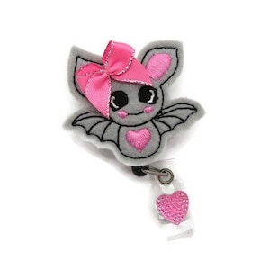 Halloween Bat Badge Reel - Fall Name Badge Reel - Nursing Badge Reel - Non Ferrous Badge Reel - MRI Safe Bat Badge Reel - Cute Pink Bat ID