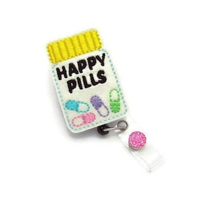 Badge Reel - Happy Pills Badge Reel - Nurse Badge Reel - Pharmacist Badge Reel - Badge Reels - Pharmacy Badge Reel - Cute Badge Reel - Badge