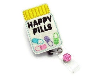 Badge Reel - Happy Pills Badge Reel - Nurse Badge Reel - Pharmacist Badge Reel - Badge Reels - Pharmacy Badge Reel - Cute Badge Reel - Badge