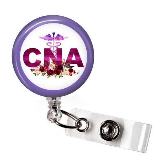 CNA Badge Reel Purple Floral CNA ID Badge Reel Lanyard Cute