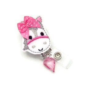 Horse Badge Reel - Pony Badge Reel - White Horse Badge Reel - Horse Lover Gifts - Designer Badge Reel - Cute Badge Reel - Felt Badge Reel