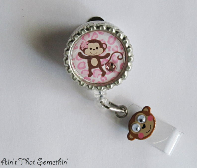ID Reel Gifts Monkeyin/' Around Retractable Badge Reel Monkey Name Tag Holder Pediatric Badge Clip Cute ID Holder Fun Badge Pull