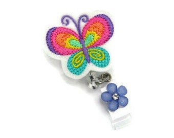 Butterfly Badge Reel - Cute Spring Colorful Butterfly ID Badge Reel - Nurse Nursing Badge Reel - Butterfly Lover Gifts - Badge Reel Gifts