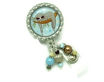 Sloth Badge Reel - Badge Reel - Badge Reel Jewelry - Sloth Gifts - Cute Badge Reel - ID Badge Reel - Designer Badge Reels - Badge Reel Gifts