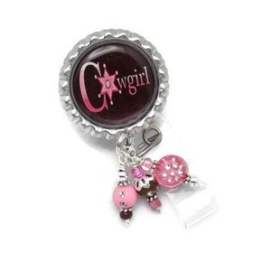 Cowgirl Badge Reel Cute Badge Reel Cow Girl Badge Reel Badge Reel Designer Badge Reels Badge Reel Gifts Cow Girl Gifts ID Reel image 1