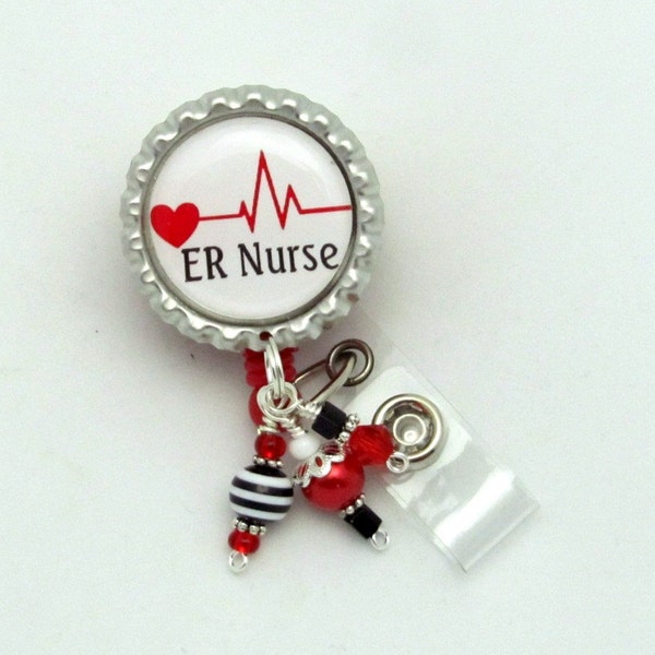 Nurse retractable badge reel - Emergency Room Nurse badge clip - Nurse ID holders - Designer badge reels - Badge reel gifts - Medical IDs
