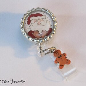 Santa and His Little Gingerbreads Retractable Badge Reel - Santa Badge Reel - Christmas Badge Clips - Stocking Stuffers - Fun ID Holder