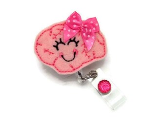 Brain Badge Reel - Name Badge Reels - Cute Retractable ID Badge Holder - Neuro Nurse Gift - Pediatric Neurologist - RN Badge Reel - Cute ID