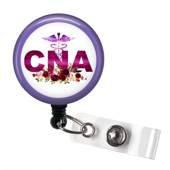 Cna Badge Reel - Purple Floral Cna ID Badge Reel Lanyard - Cute Medical Hospital Name Badge Reel Gift - Nurse Badge Reel - Nursing Gifts