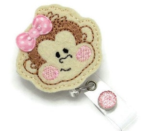 Monkey Badge Reel- Monkey ID Badge Reel- Monkey Name Badge Holder- Monkey Gifts- Cute Badge Reels- Designer Badge Reel- Monkey Reel Badge