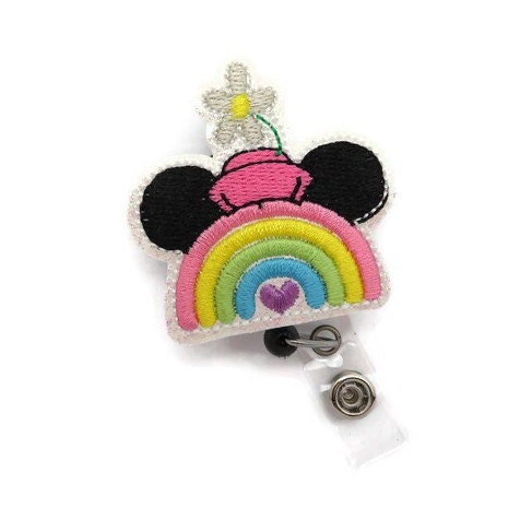 Mouse Ears Rainbow Badge Reel Cute Glitter Mouse Summer Badge Reel Nurse  Badge Reel Badge Reel Gifts Lightweight Badge Reel Lanyard 