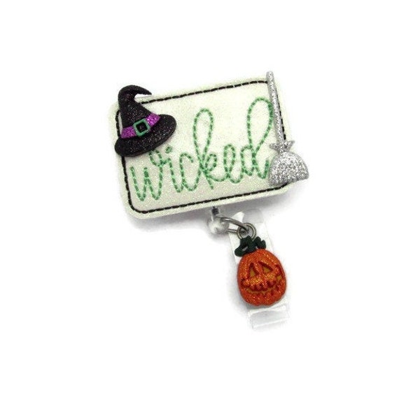 Halloween Wicked Badge Reel - Halloween Glitter Cute Retractable Badge Reel - Halloween Holiday Fall Name Badge Reel Gifts - Halloween Gifts