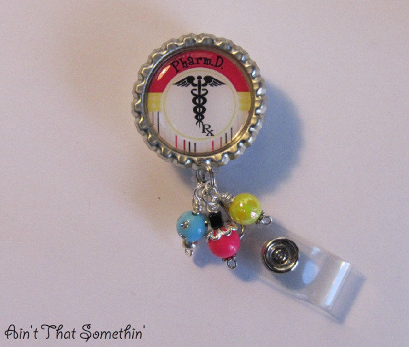 Pharmacy Caduceus Retractable Badge Reel Pharmacy Badge Reel Etsy