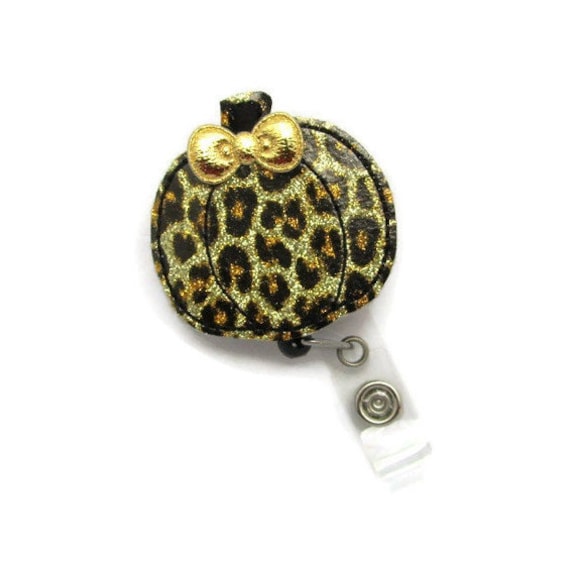 Cheetah Pumpkin Badge Reel Fall Badge Reel Halloween Badge Reel  Thanksgiving Badge Reel Nurse Badge Reel Leopard Badge Reel 