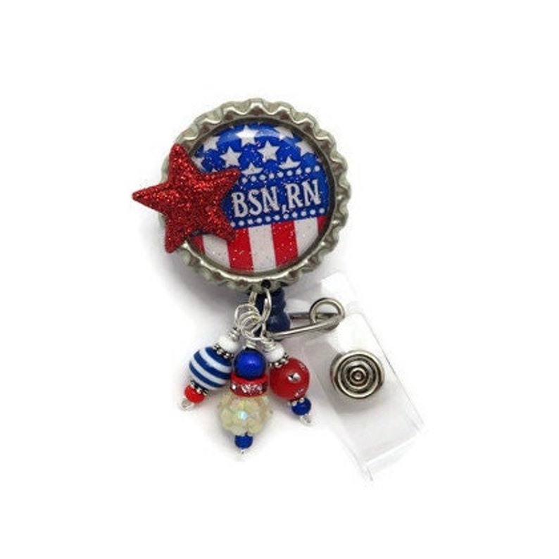 Patriotic Badge Reels 4th of July Badge Reels Holiday Badge Clips USA Badge Holders Designer Bade Reels Fun ID Holders Cute IDs image 2