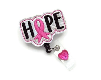 Hope Badge Reel - Breast Cancer Awareness - Awareness Badge Reel - Awareness Gifts - Hope For A Cure - Designer Badge Reels - Badge Reels